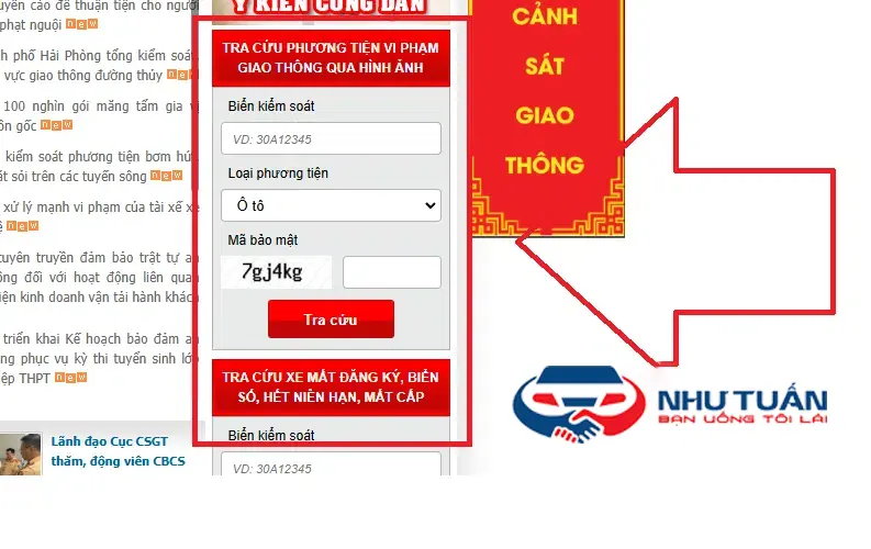 tra cứu phạt nguội online